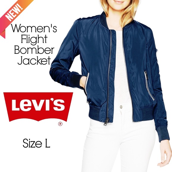 NEW Women's Levi’s Navy Blue Flight Bomber Jacket - Picture 16 of 16